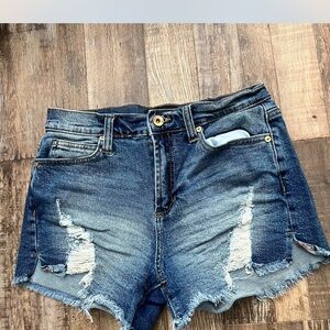 Kendall & Kylie Distressed Blue Jean Shorts